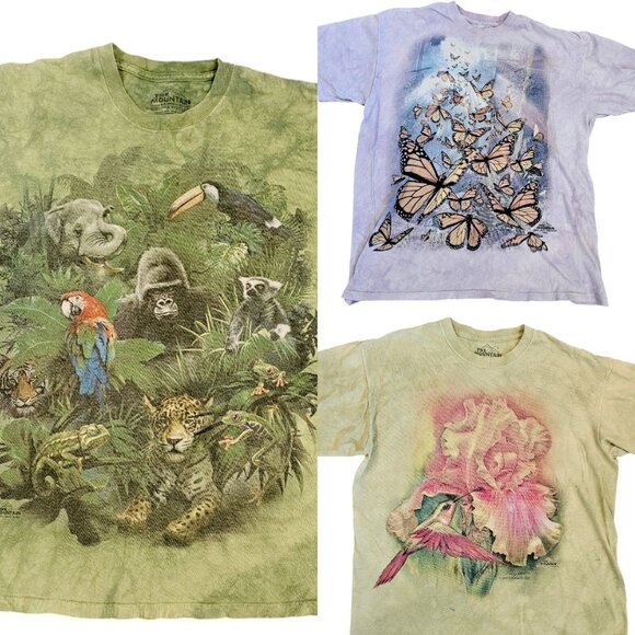 Lot Of 3 The Mountain T-shirts Size Large Animal Graphic Tiedye READ Jungle - Picture 1 of 16